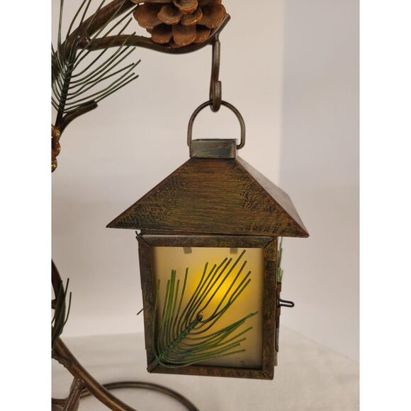 Rustic Pinecones Metal Pine Needles Lantern Tea Light Candle Holders Cabin Decor - Picture 7 of 14